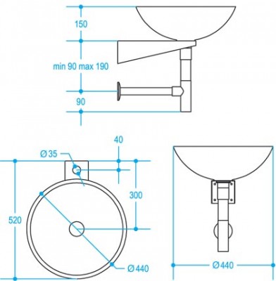 Lineabeta Waschbecken Keramik Waschtisch rund 44cm Sale