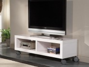 TV Rack Fernsehregal auf Rollen wei� Hochglanz