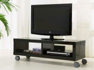 TV Rack Fernsehregal auf Rollen schwarz Hochglanz