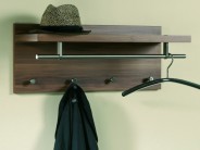 Wandgarderobe nussbaumfarben 4 Haken B�gelstange
