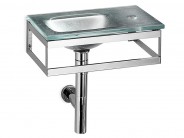Glaswaschtisch Waschbecken 45x26 silber Milano 