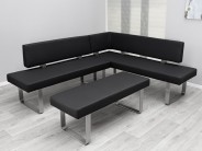 Moderne Eckbank Essecke Edelstahl Kunstleder schwarz