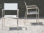 Stapelsessel Gartenstuhl Edelstahl mit Armlehne schwarz