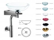 Glaswaschbecken transparent 30cm rund Milano