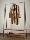 Standgarderobe Edelstahl 2 Ablagen Massivholz 