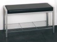 Schuhregal Schuhablage Bank Kunstleder schwarz Metall