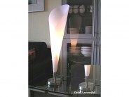 Tischlampe Design Calla Schirm wei� Edelstahlfu� Sale