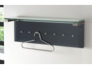 Wandgarderobe Edelstahl Design schwarzes Glas Sale