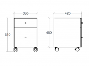 Badm�bel Rollcontainer 51x42 Edelstahl 2Schubladen