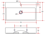 Waschbecken Keramik Aufsatzwaschbecken wei� 70cm mL