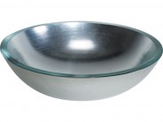 Glas Waschbecken Aufsatzbecken silber rund 43cm