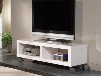 TV Rack Fernsehregal auf Rollen wei� Hochglanz