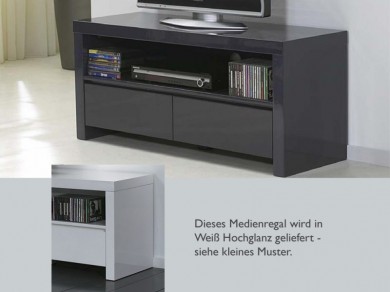 Fernsehregal Rack 2 Ausz�ge Hochglanz Lack wei�