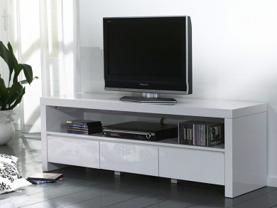 Fernsehregal TV Rack 3 Ausz�ge weiss Hochglanz Lack