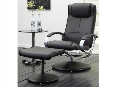 Relaxsessel Fernsehsessel mit Hocker schwarz