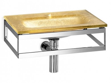 Waschtisch Glaswaschbecken 51x35cm gold
