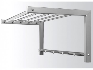 Wandgarderobe Nickel matt Ablage 75cm 5Mantelhaken