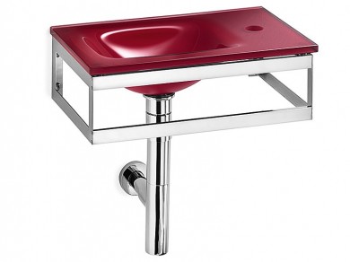 Glaswaschtisch Waschbecken 45x26 rot Milano 