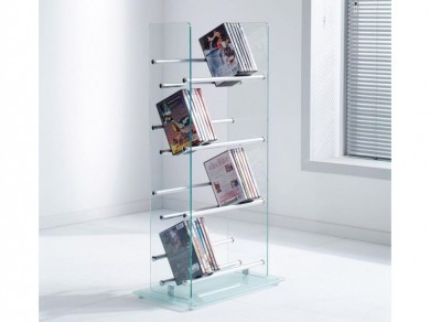 DVD CD St�nder Regal 108 DVDs aus Glas Aluminium 