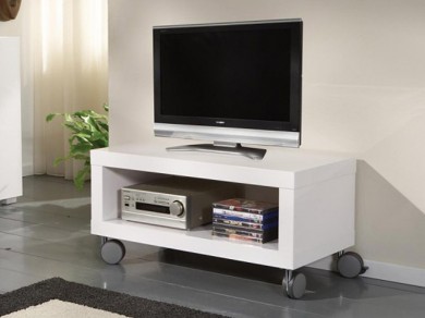 TV Regal Fernsehregal 80x40 Rollen wei� Hochglanz