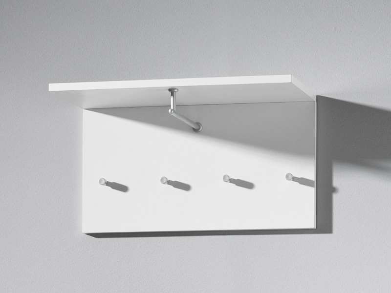 Maeusbacher Wandgarderobe 4 Haken Kleiderb&uuml;gelstange wei&szlig;