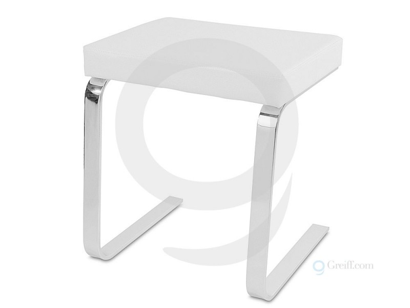 3G Hocker Freischwinger Stahl Kunstleder wei&szlig;