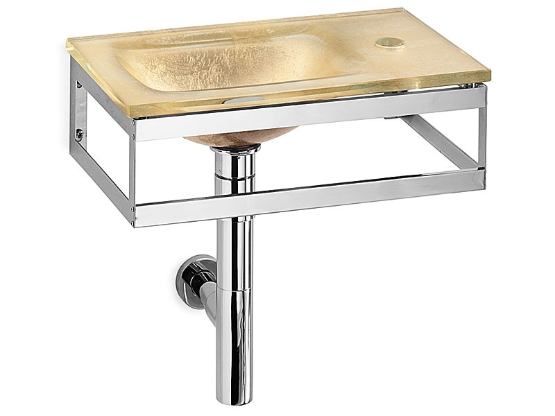 Lineabeta Glaswaschtisch Waschbecken 45x26 gold Milano