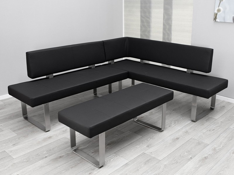 Essecke Eckbank modern Edelstahl Textilleder schwarz | eBay