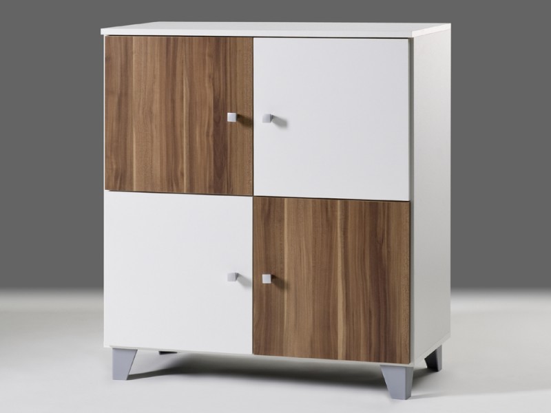 Maeusbacher Kommode Schrank 4T&uuml;ren wei&szlig; walnuss modern