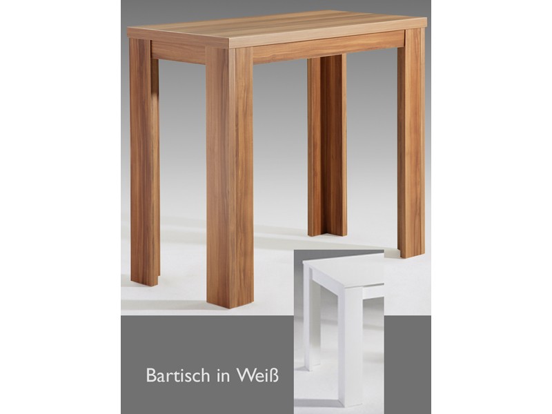 Maeusbacher Stehtisch Bartisch Esstisch wei&szlig; matt 120x60