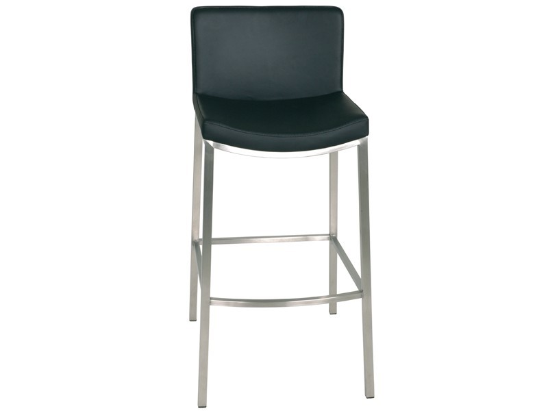 HAKU Barhocker Edelstahl Sitz Lehne Leder schwarz