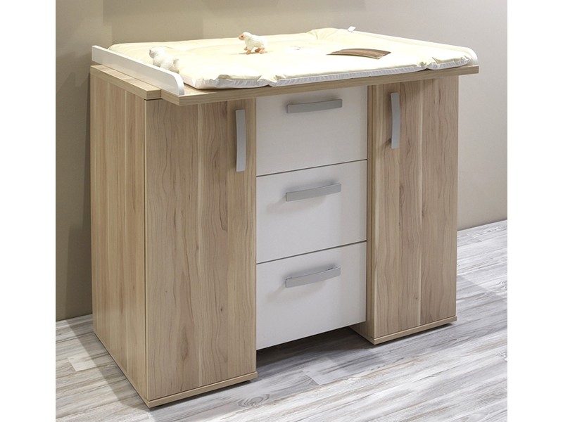 Maeusbacher Wickelkommode Wickeltisch 97x92 Kernahorn und wei&szlig;