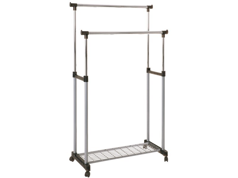 HAKU Rollgarderobe Kleiderst&auml;nder Ablage Chrom