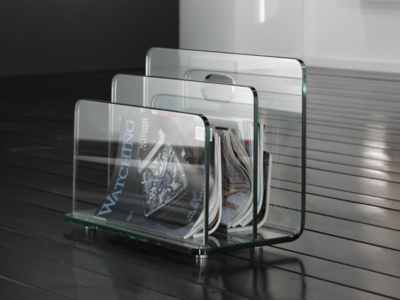Zijlstra Zeitungsst&auml;nder Glasdesign gebogenes Glas Chrom