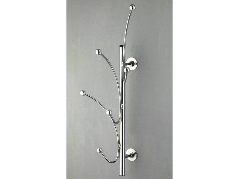 3G Wandgarderobe Metall verchromt 3 Haken Chromkugeln