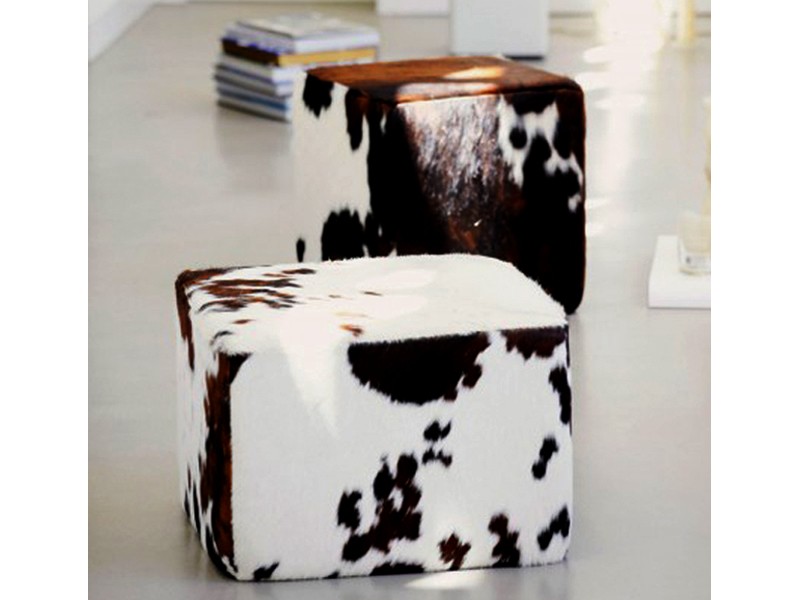 Jan Kurtz Sitzw&uuml;rfel Pouf Kuhfell Hocker natur Unikat