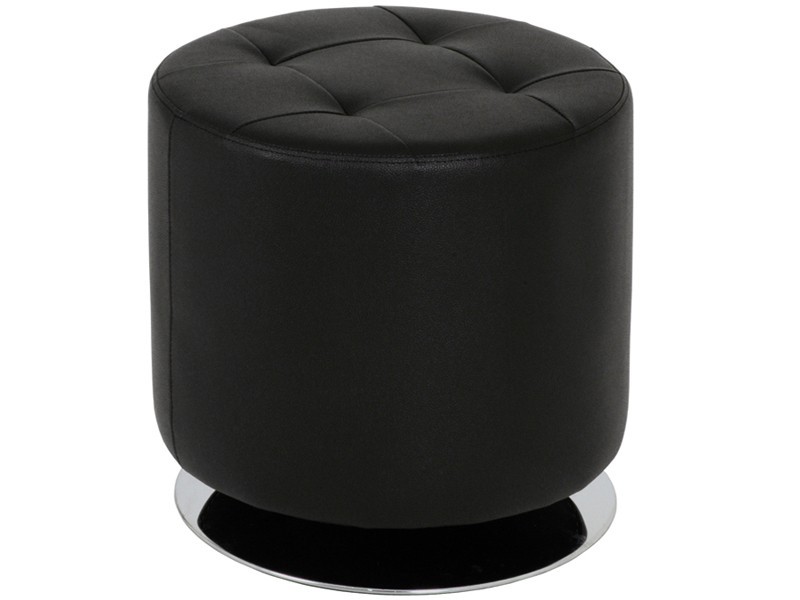 HAKU Sitzhocker Pouf Polsterhocker rund Kunstleder schwarz