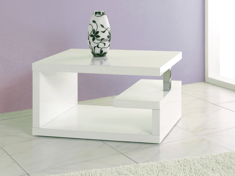 HAKU Beistelltisch Couchtisch Design wei&szlig; Hochglanz