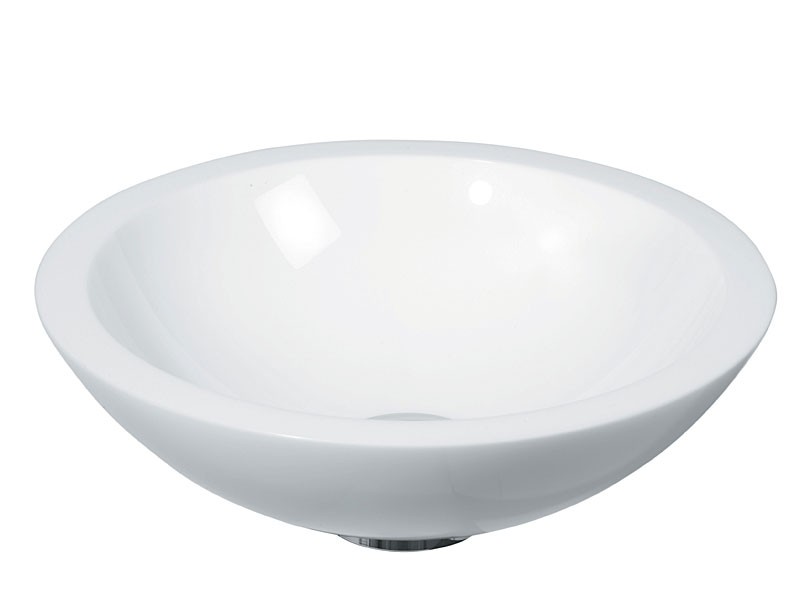 Lineabeta Glas Waschbecken Aufsatzbecken ming wei&szlig; rund 30cm Milano