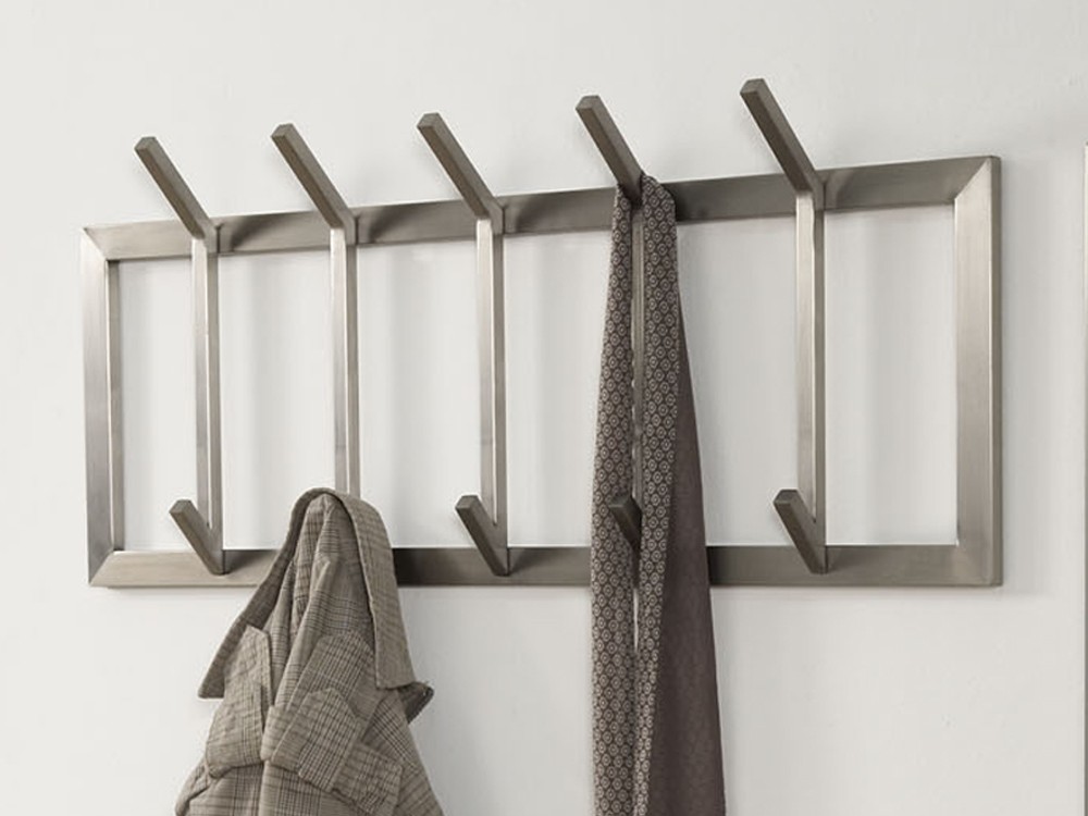 Wandgarderobe Edelstahl Flurgarderobe 5 Haken matt