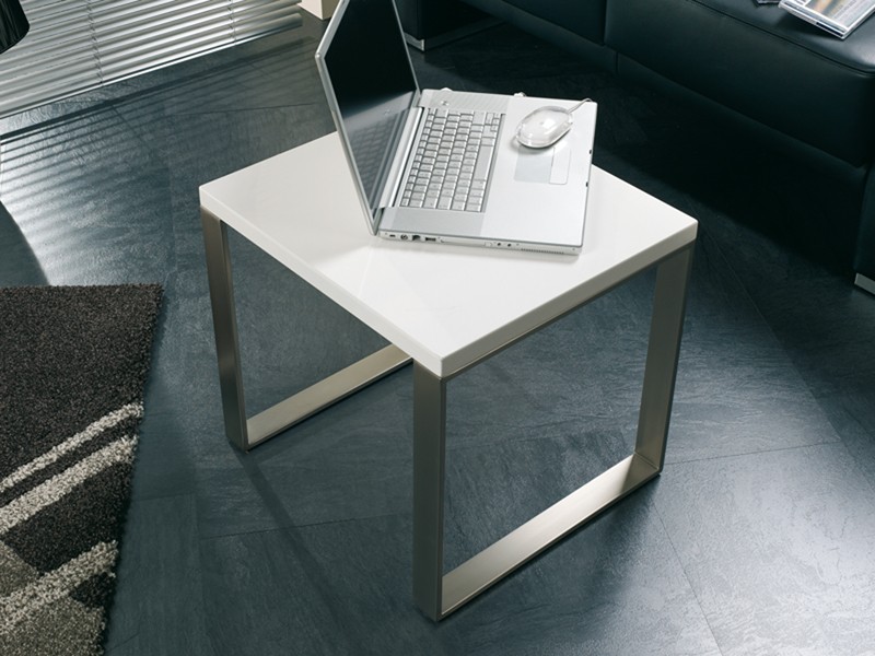 ~ Beistelltisch 45×45 Edelstahloptik Tischplatte weiß 001 Tischplatte Rund Weiß Hochglanz ~ Beistelltisch 45×45 Edelstahloptik Tischplatte weiß 001