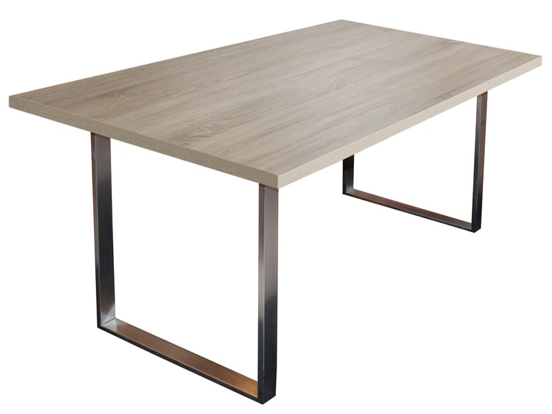 Esstisch eiche sägerau 160x90 gestell 2 stahlbögen matt