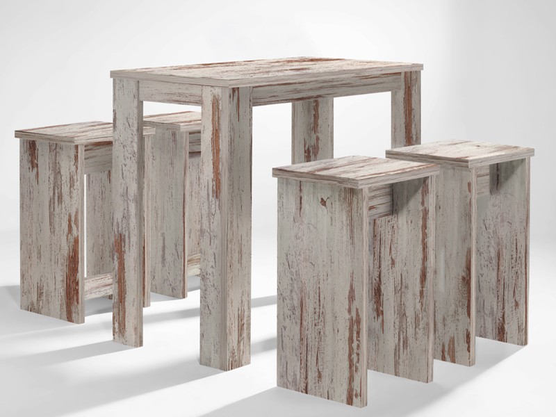 Bartisch set 5 teilig 1 tisch 4 hocker eiche antik sale